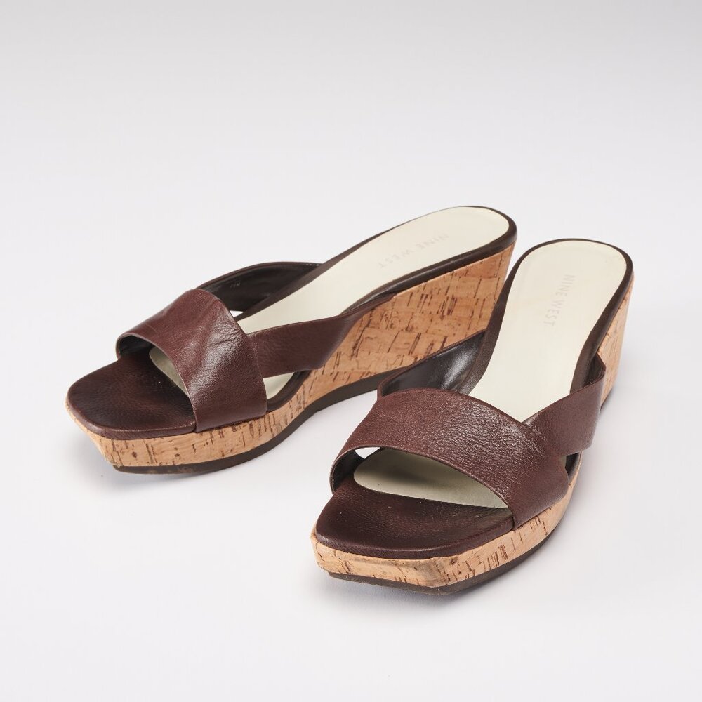 Nine West Brown Wedge Sandal's Size 7.5 US